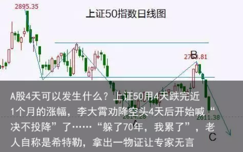 A股4天可以发生什么？上证50用4天跌完近1个月的涨幅，李大霄劝降空头4天后开始喊“决不投降”了……“