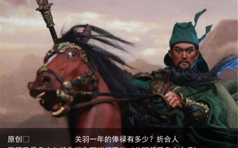 原创
关羽一年的俸禄有多少？折合人民币又是多少？给你讲你可能都不信（关羽领了多少士兵）